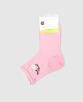 RiminiVeste Children's pink Ciocca socks with a pattern in the form of a flower 4505