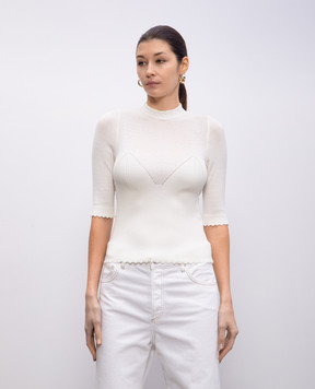 Twinset White top with metal logo emblem 251TP3011