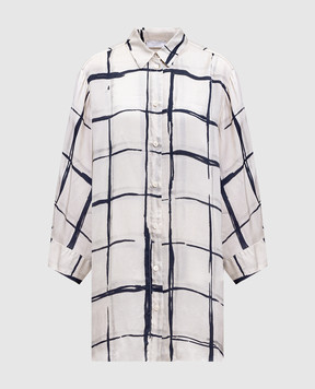 Peserico Beige long checked blouse A0630301449