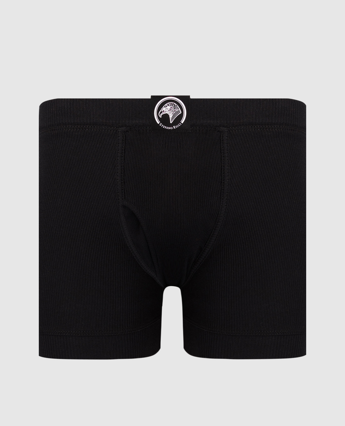 Black ribbed boxer briefs with logo patch Stefano Ricci