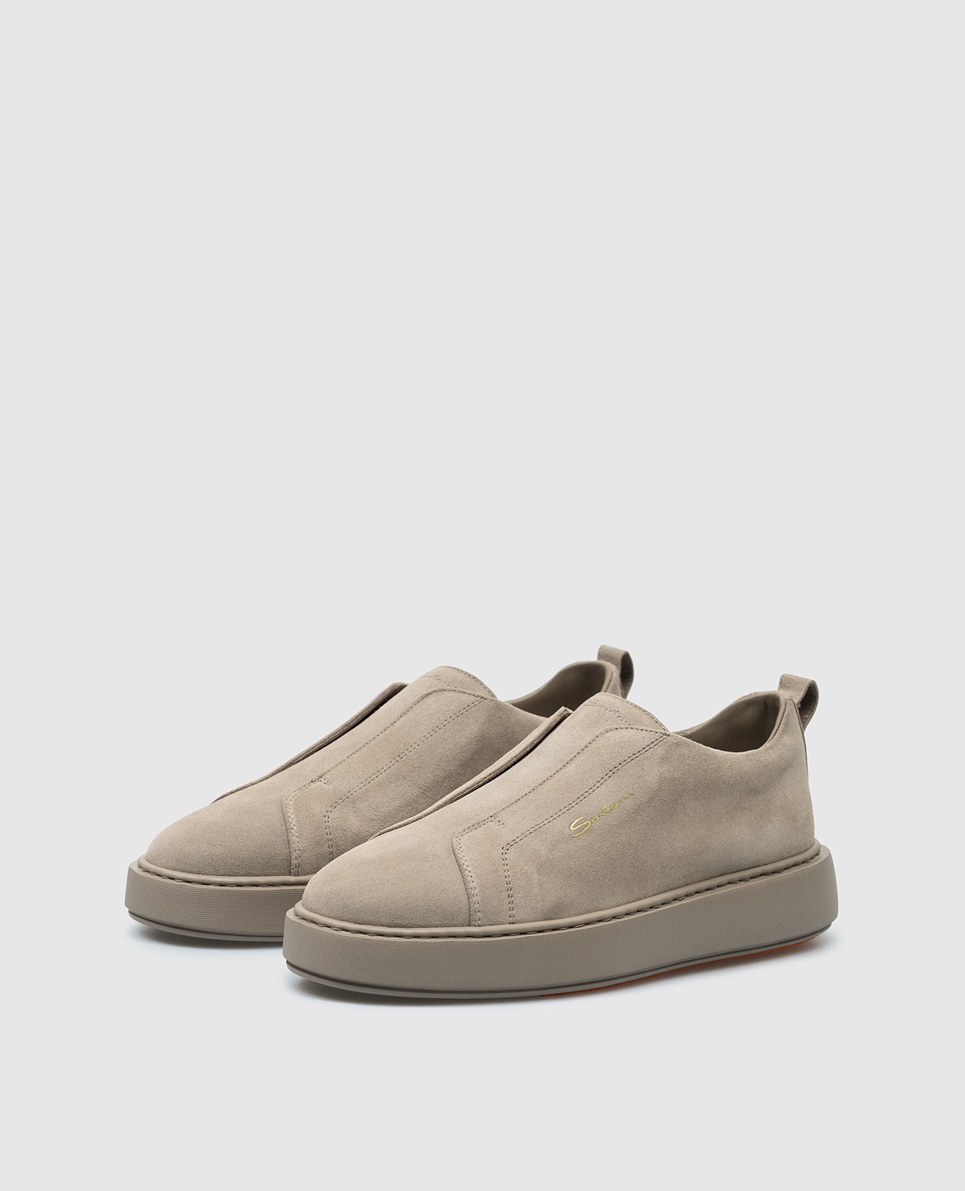 

Gray suede deserts with embossed logo Santoni, Grey