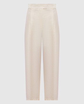 Max Mara Beige EFEDRA pants with linen and silk EFEDRA