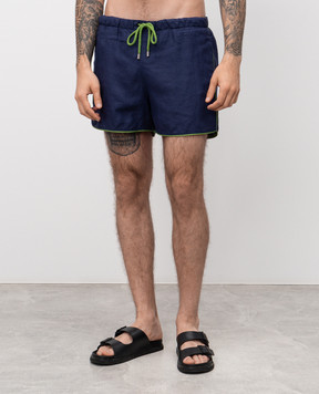Vilebrequin Maurice blue linen swim shorts MCECL400