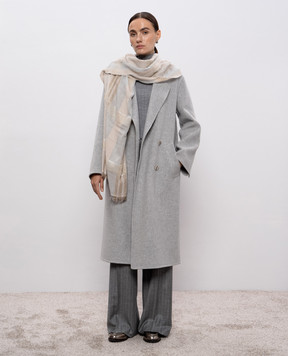 Peserico Gray double-breasted coat with wool and cashmere A20170E03195