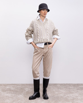 Brunello Cucinelli Beige openwork pullover M3Y351812