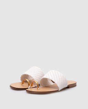Simkhai Ariana white woven flip-flops 125S007V