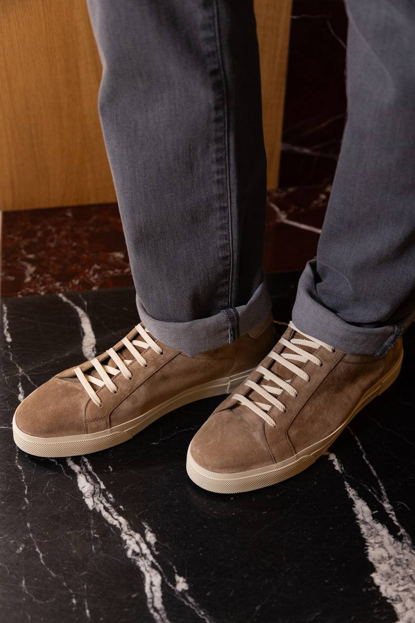 

Brown suede sneakers with logo Brunello Cucinelli
