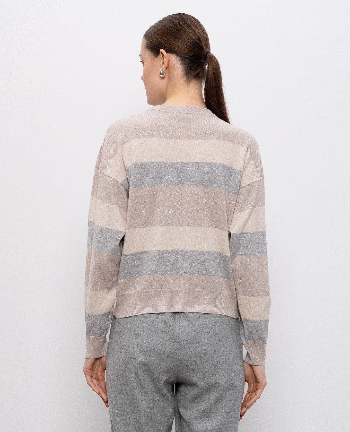 

Beige striped wool, silk and cashmere jumper Peserico