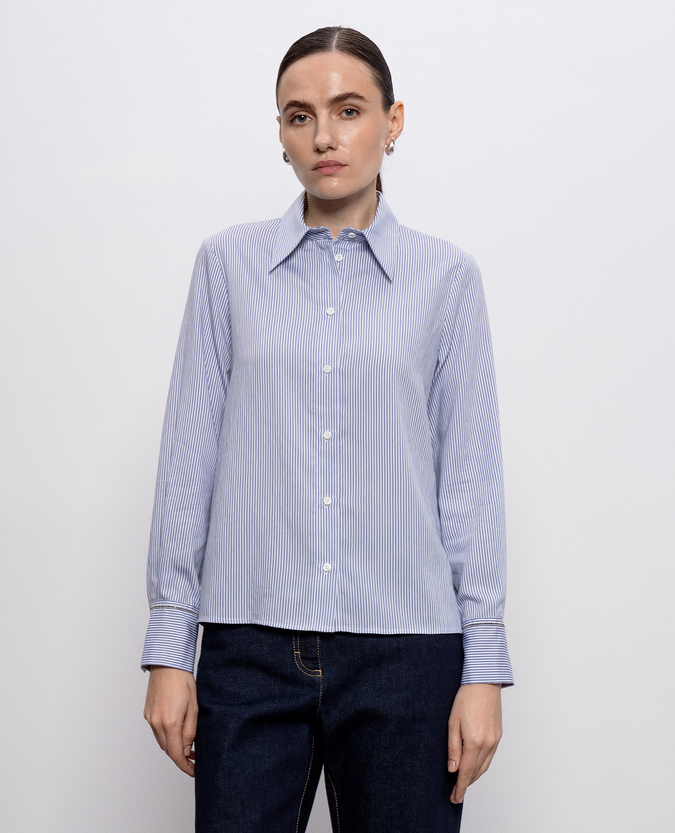 

Striped shirt with monil chain Peserico, White