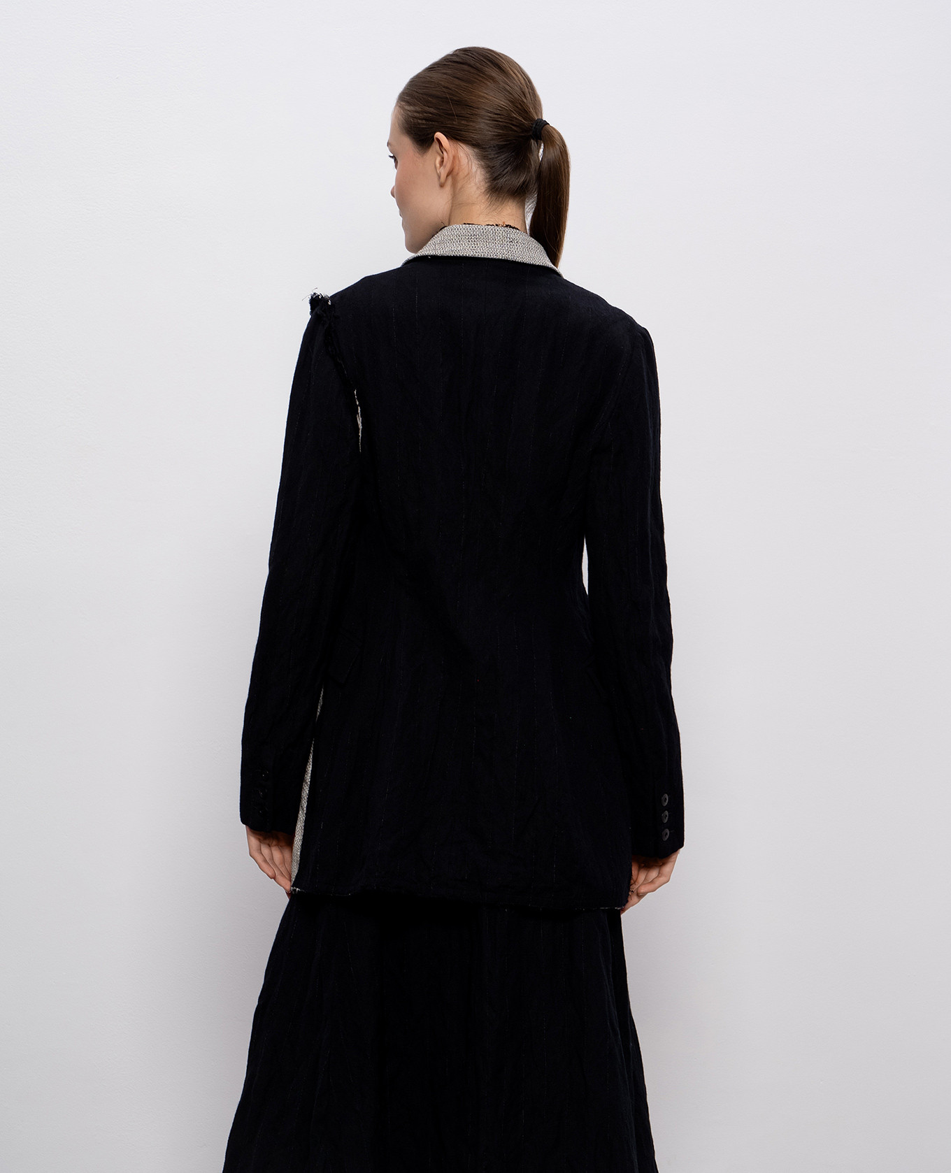 Black wool jacket with contrasting inserts Marc Le Bihan 4