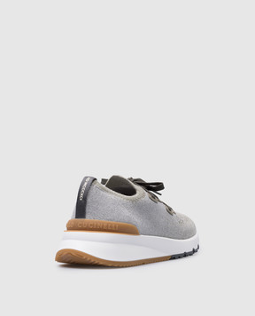 Brunello Cucinelli Gray sneakers with textured logo MZUKISO250