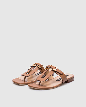 Sergio Rossi Brown leather Nora flip-flops with B12000MMVT06