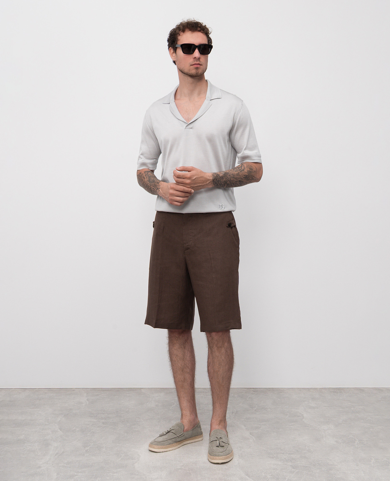 

Grey silk polo shirt with DG logo monogram embroidery Dolce&Gabbana
