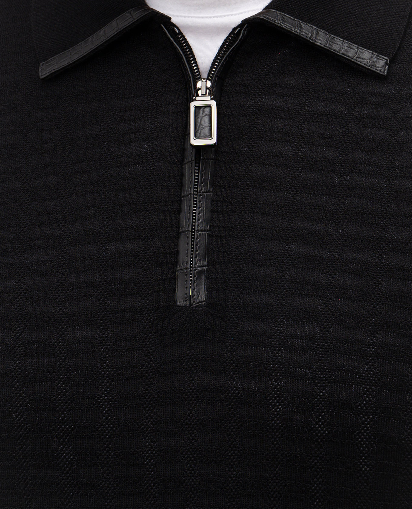 

Black cashmere and silk patterned polo shirt Stefano Ricci