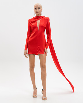 David Koma Red mini dress with train PF25DK99D