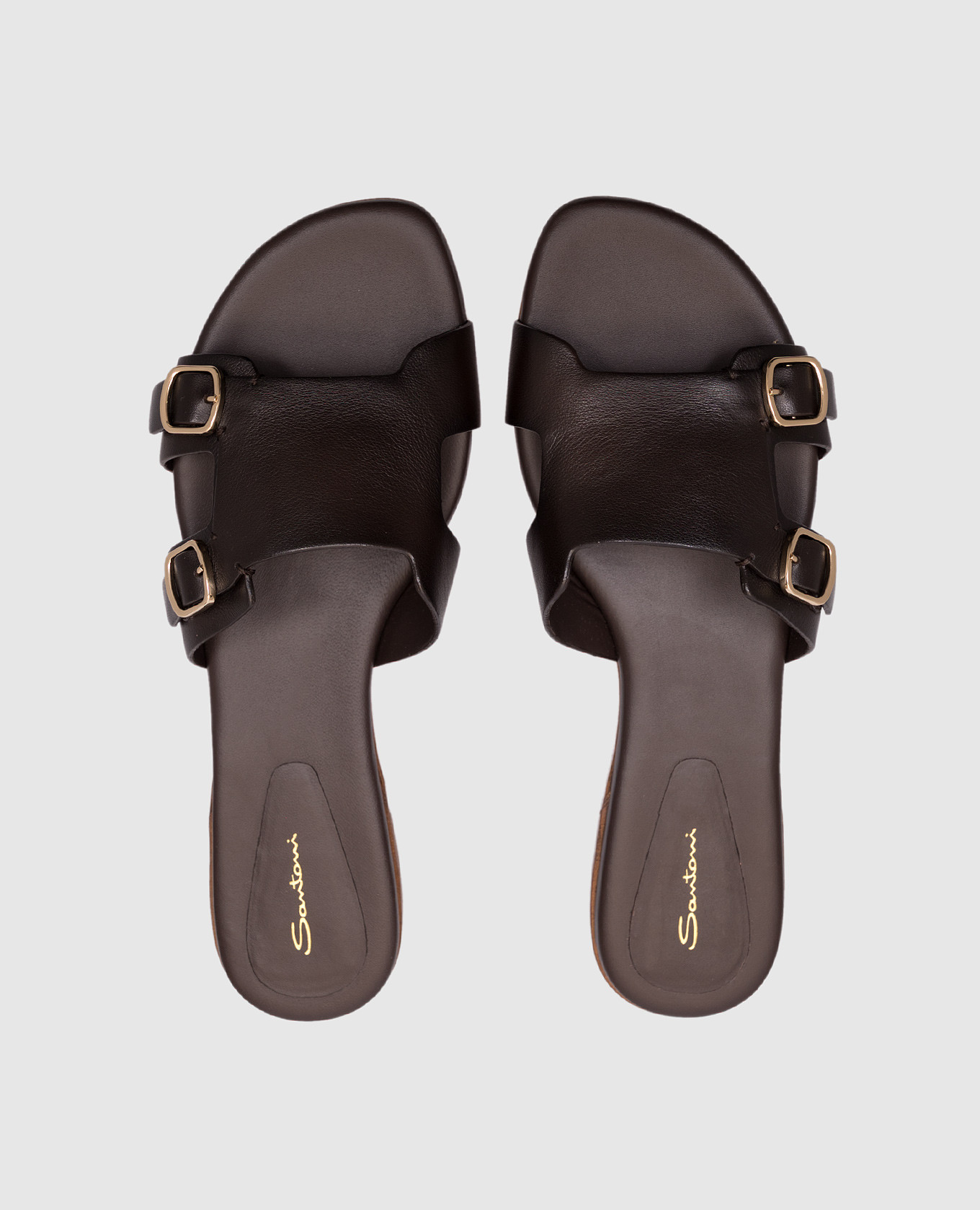 

Brown leather flip-flops Santoni