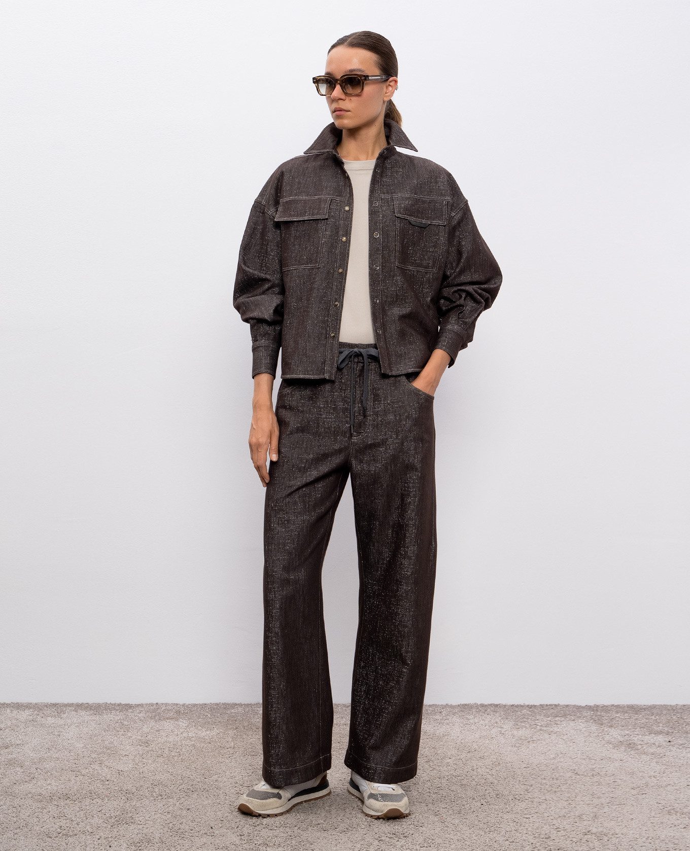 

Brown denim shirt with lurex Brunello Cucinelli