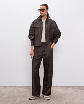 Brunello Cucinelli Brown denim shirt with lurex MB148MY516