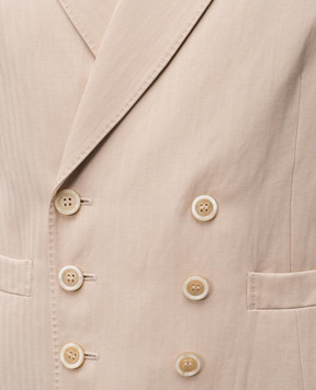 Brunello Cucinelli Beige double-breasted wool and linen vest MD4471932F