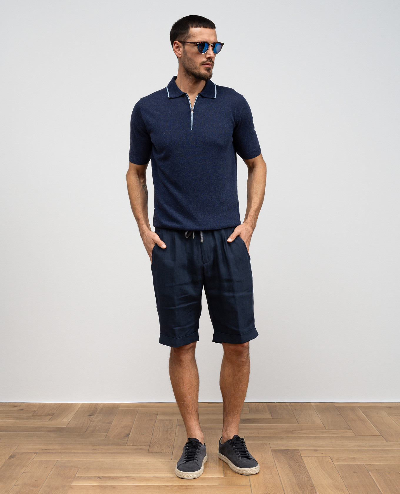 

Blue polo with linen Cashmere&Whiskey