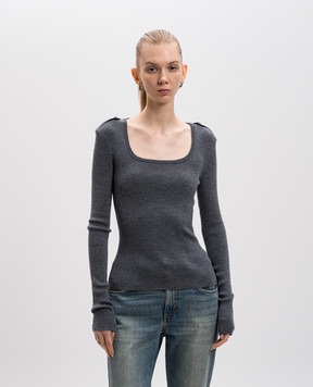 Alexander McQueen Grey ribbed wool jumper 817005Q1BCE