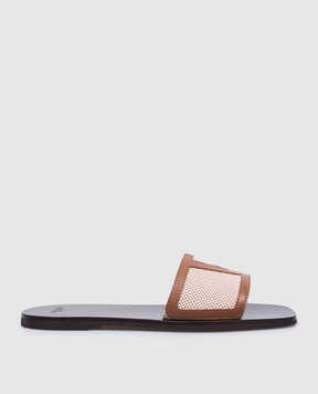 Valentino Viva Superstar Slide Brown Combination Flip Flops 6W2S0LK2JHB
