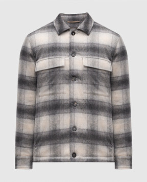 Peserico Gray jacket with wool in a checkered shirt style R5225808855