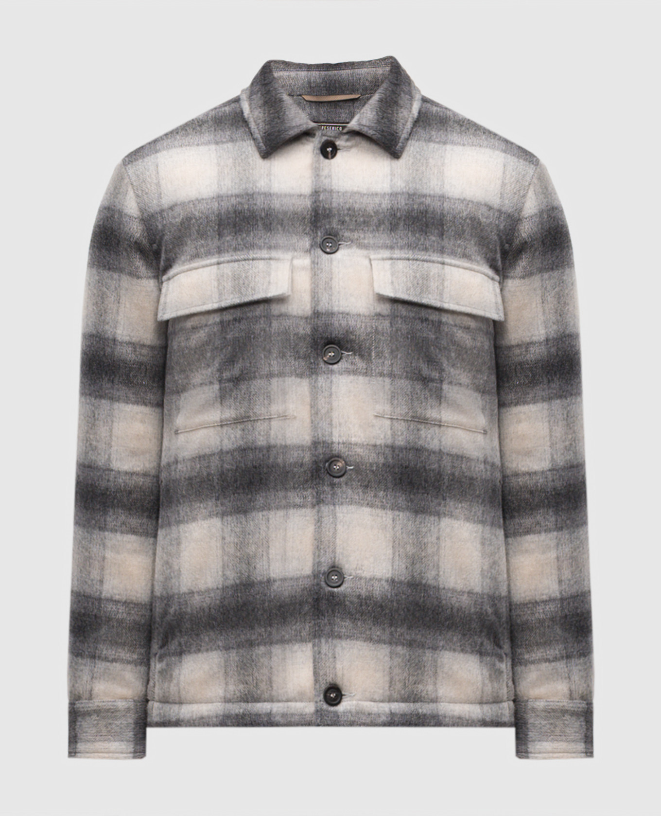 Gray jacket with wool in a checkered shirt style Peserico