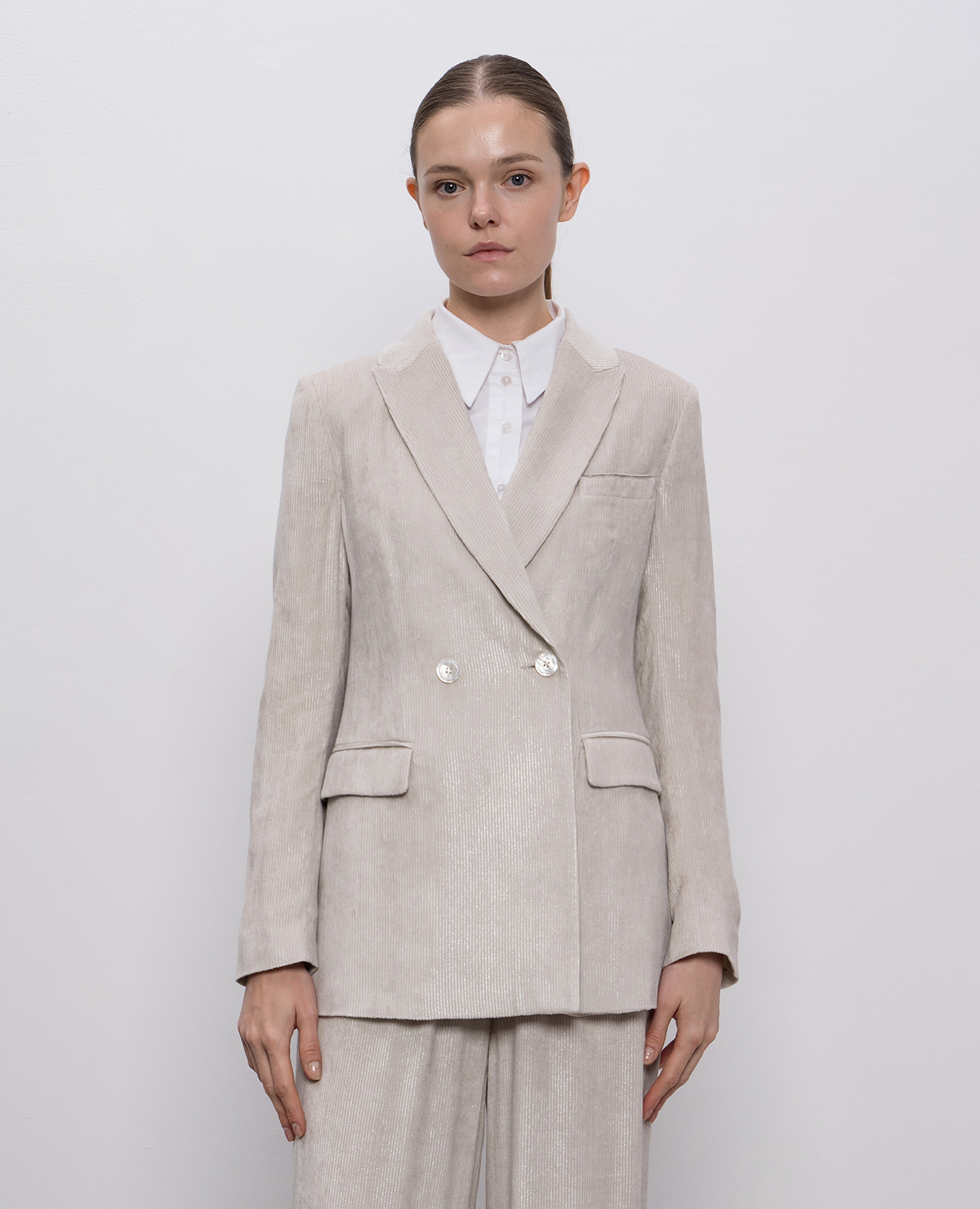 

Gray double-breasted corduroy jacket Peserico, Grey