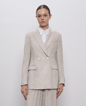 Peserico Gray double-breasted corduroy jacket A0123901596