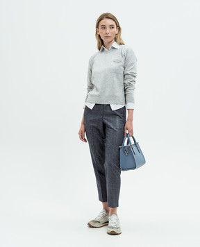 Peserico Blue pants with wool with monil chain with lurex A0457208329