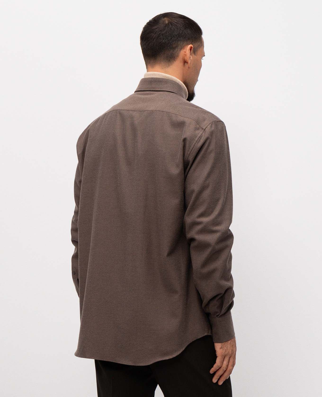 

Brown shirt with embroidered emblem Stefano Ricci