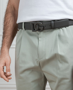Dolce&Gabbana Gray leather belt with logo BC4675AT489