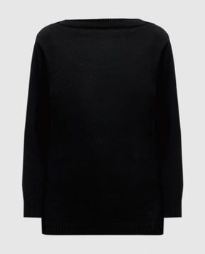 Valentino Black wool sweater with logo embroidery 5B3KC56Q8MG