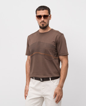 Stefano Ricci Brown leather belt with logo N382VDC530U1