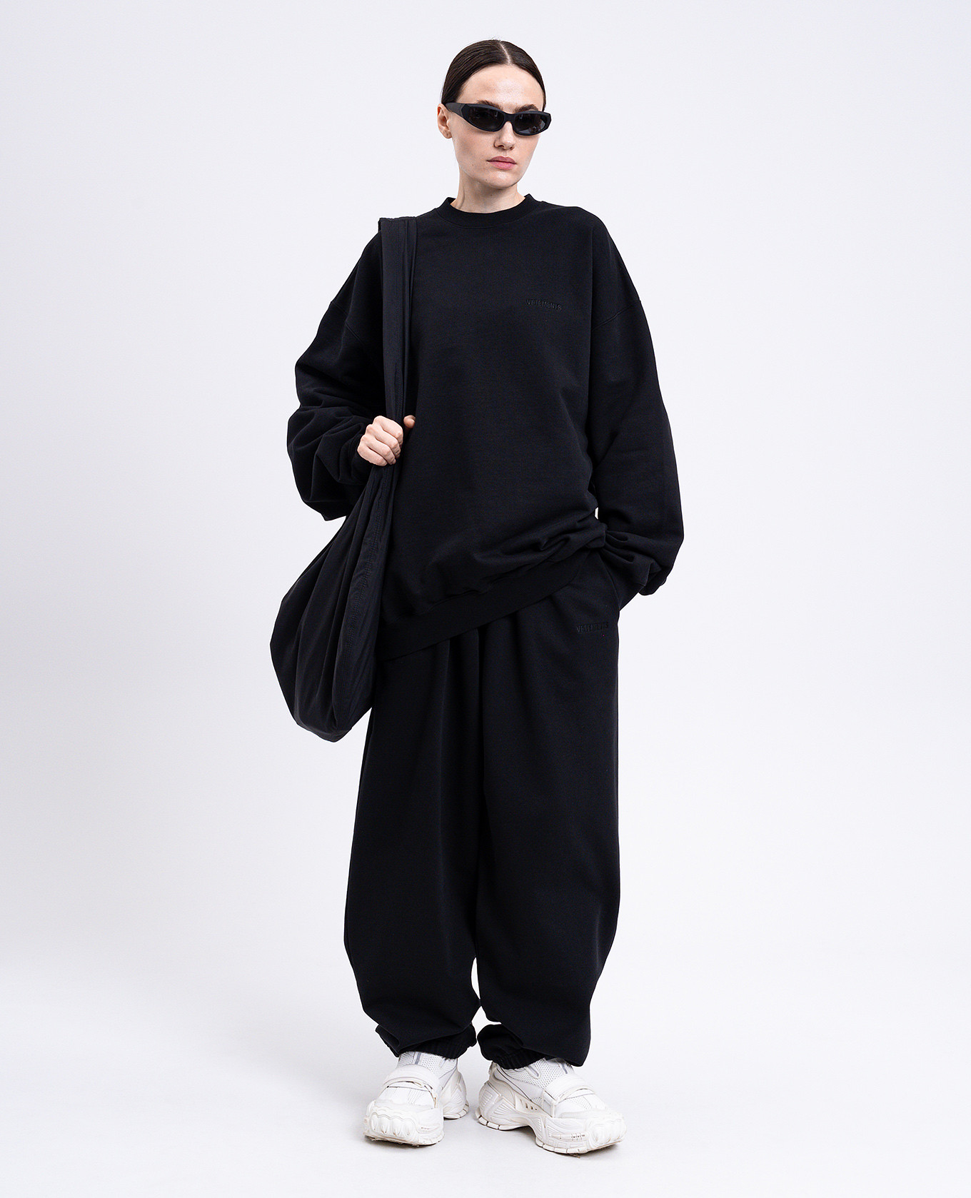

Black sweatshirt with logo embroidery Vetements