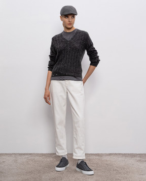 Brunello Cucinelli Gray wool pullover with sequins MPG731302P
