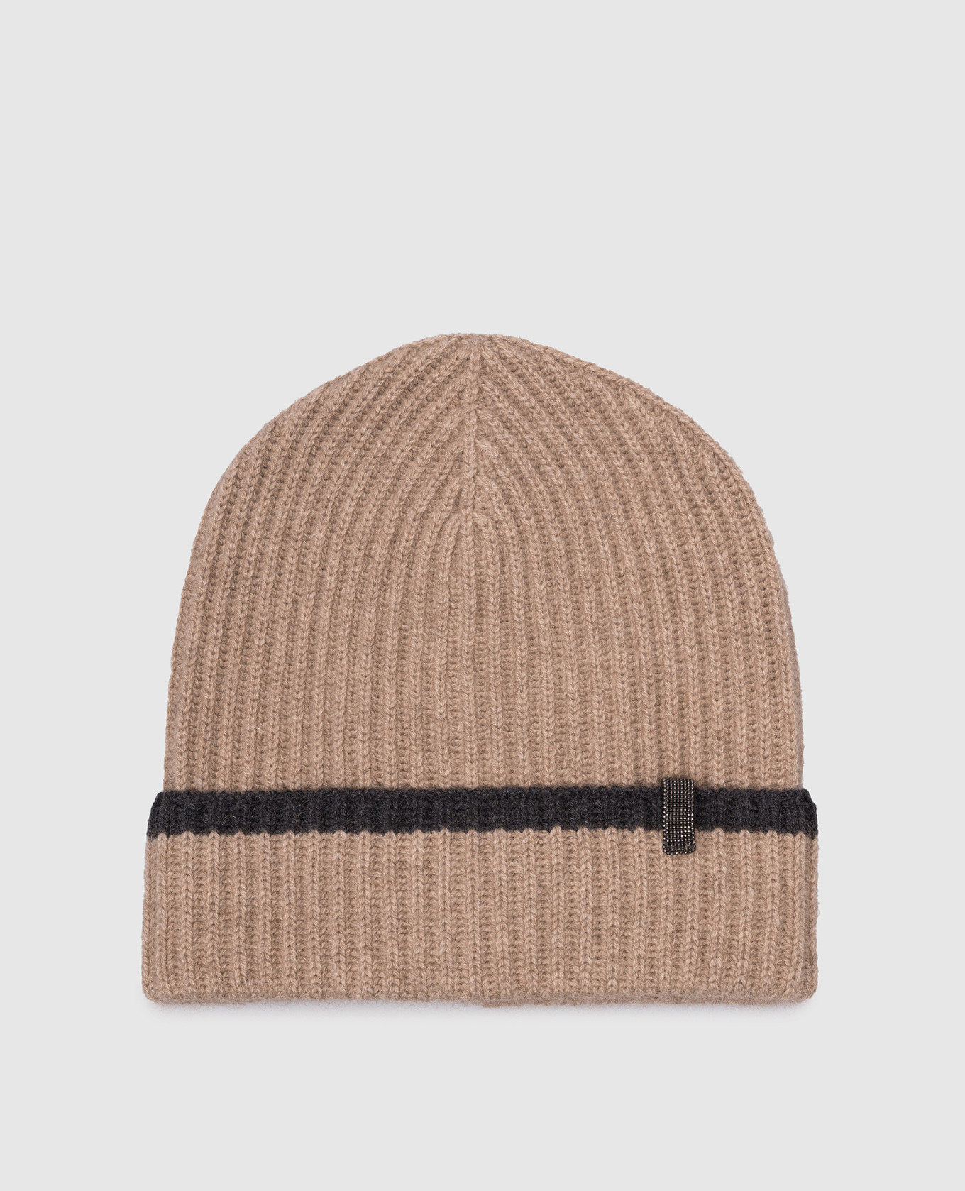 

Beige cashmere hat with monil chain Brunello Cucinelli