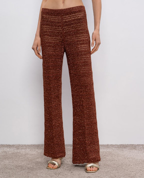 Twinset Brown flared pants with lurex 251TT3196