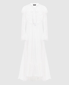 Twinset Giglio white silk dress with lace 251TS2091