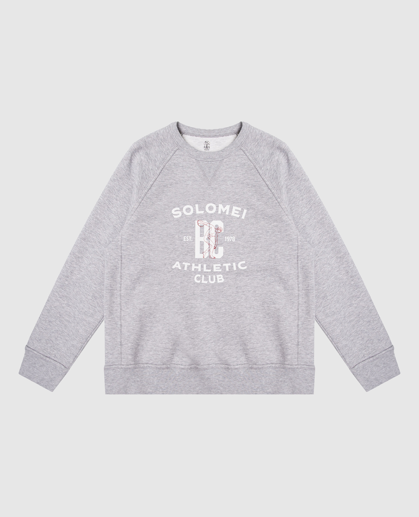 Children&#39;s gray melange sweatshirt with print Brunello Cucinelli
