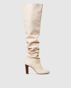 Twinset Beige leather over-the-knee boots 251TST016