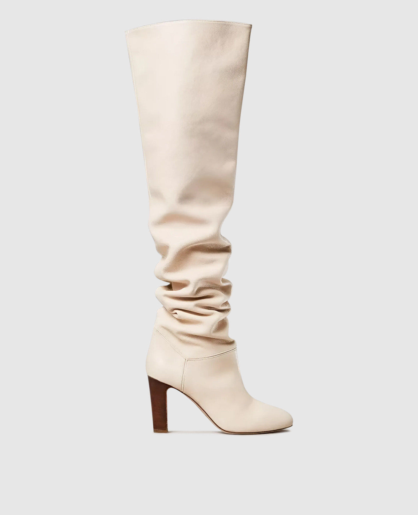 Beige leather over-the-knee boots Twinset