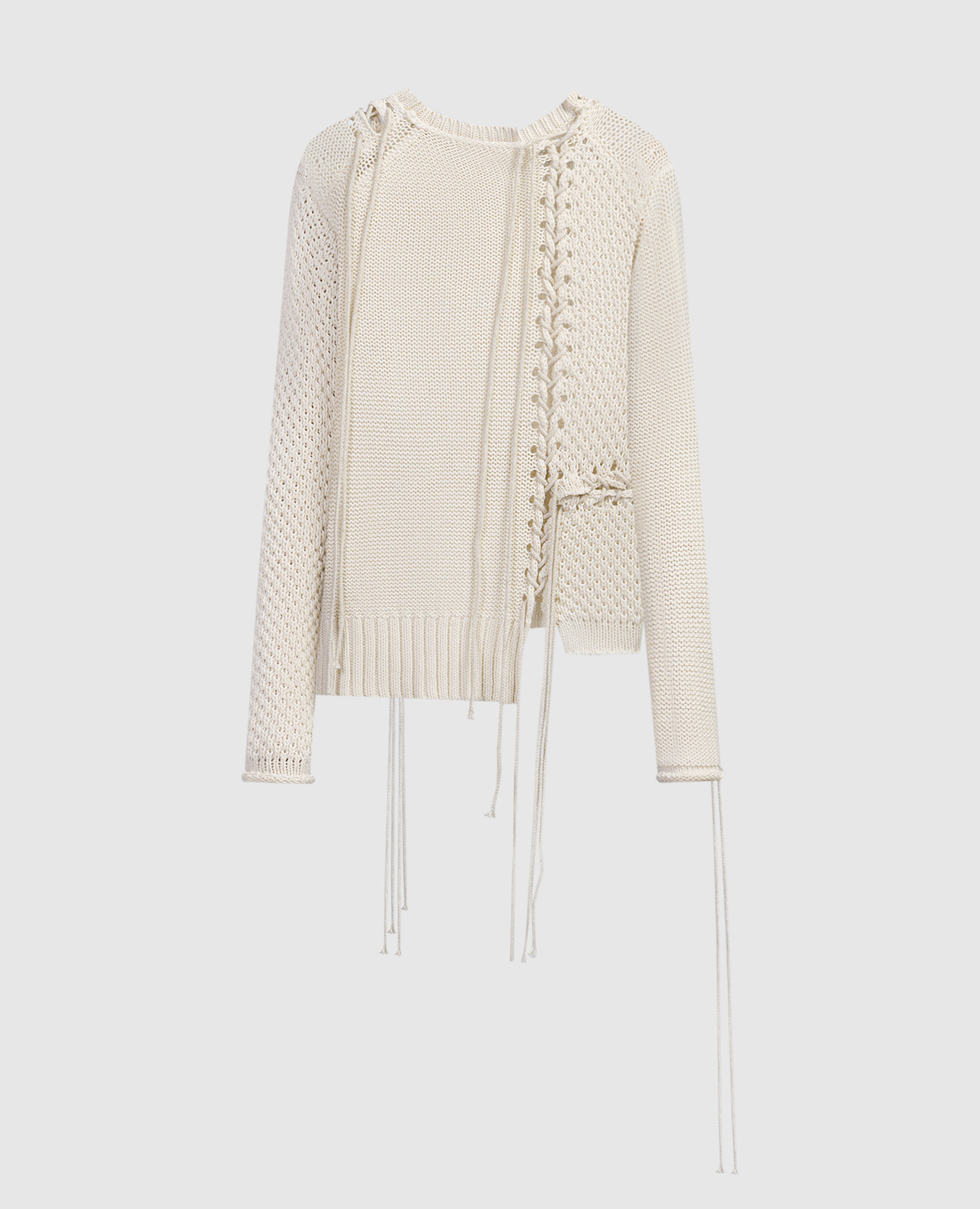 

Beige jumper of asymmetric cut with lacing Y`S Yamamoto