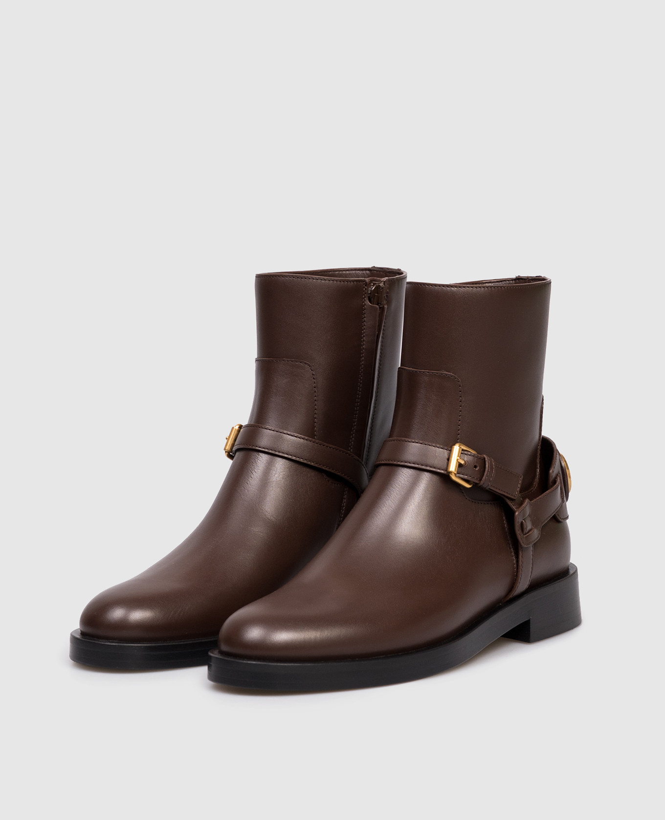 

Brown leather boots with logo Valentino
