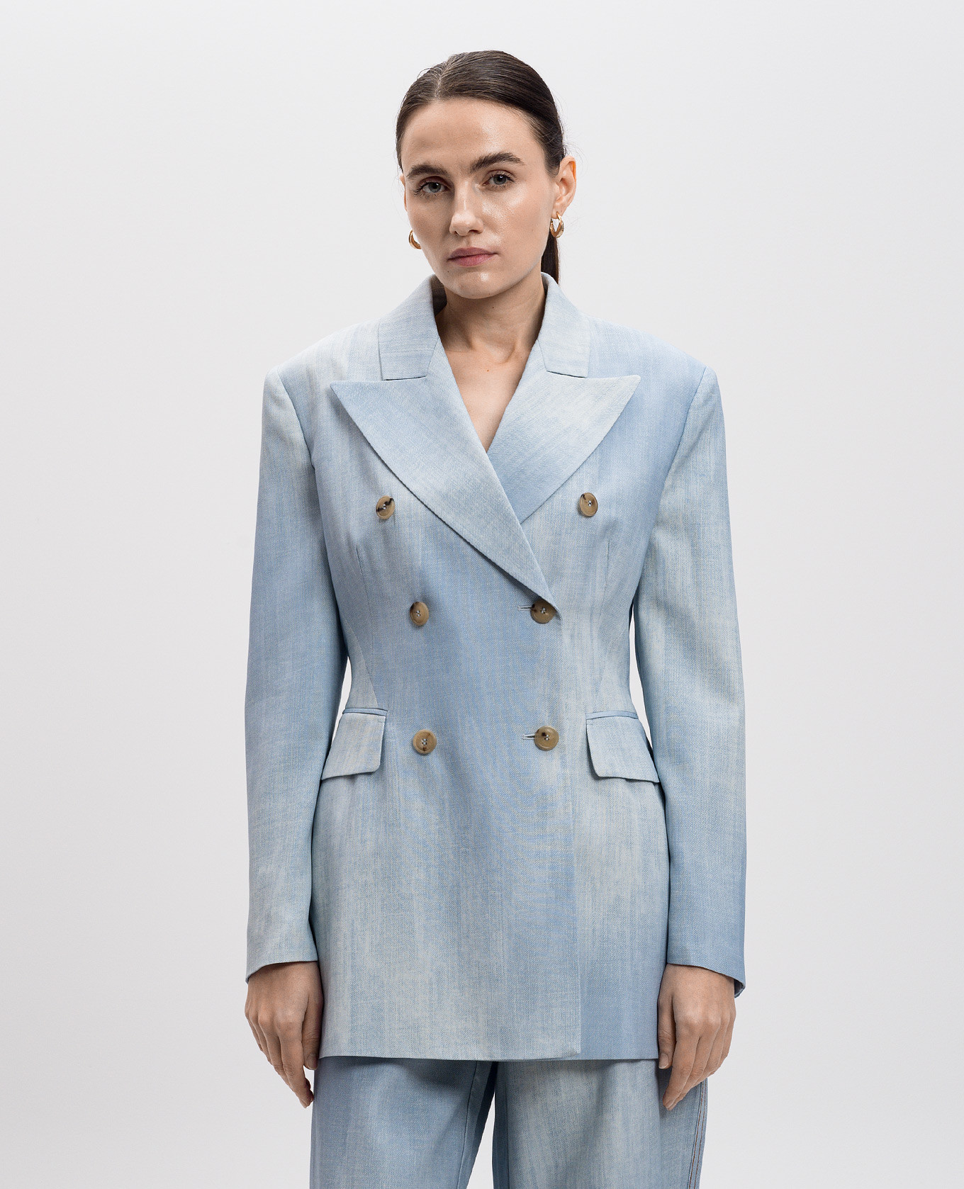 

Blue double-breasted jacket with a degraded effect Ermanno Scervino, Light blue
