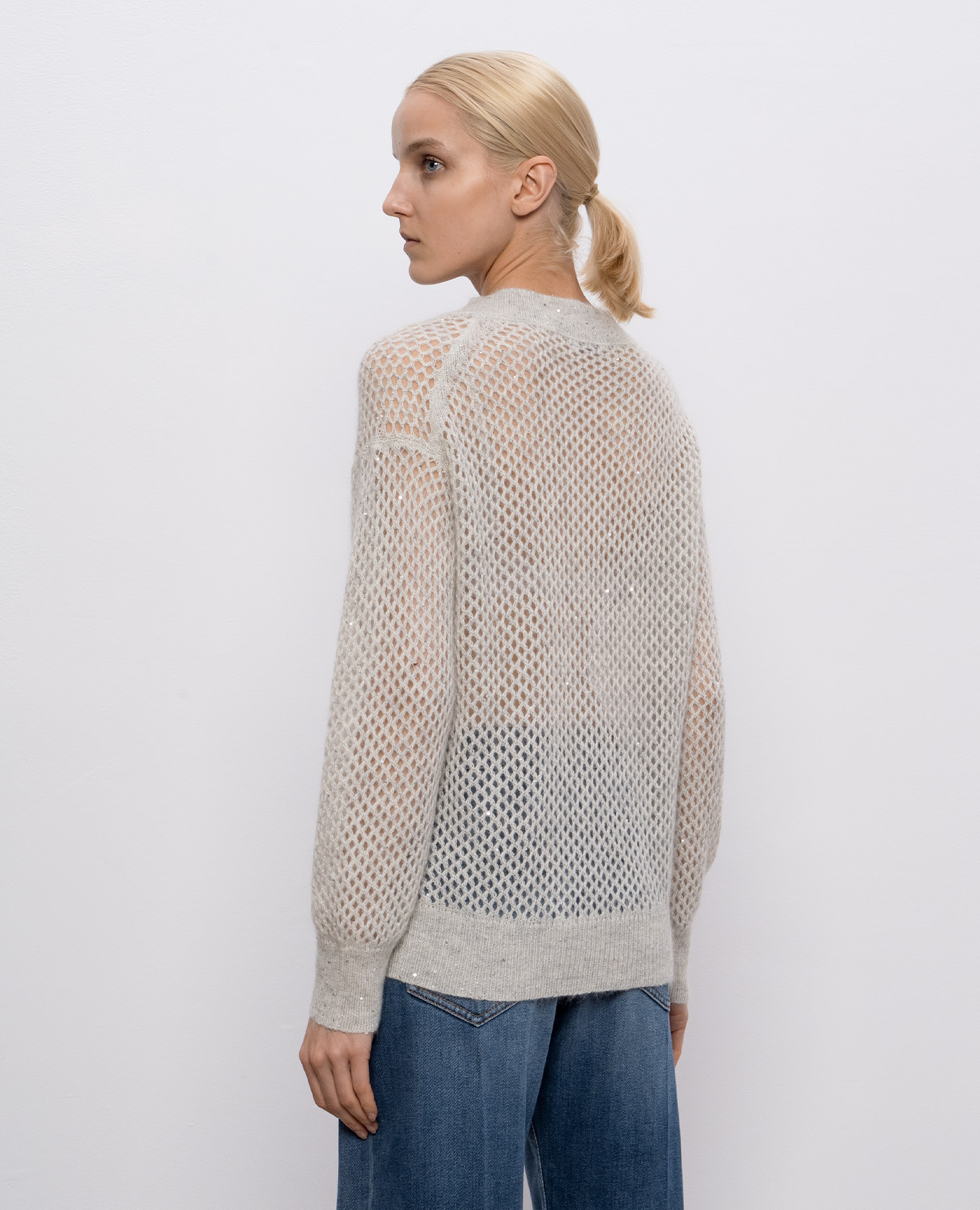 

Beige openwork sweater with mohair and wool Brunello Cucinelli, Grey