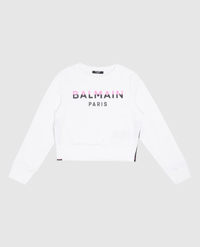 Balmain Children's white sweatshirt with logo print BU4A80Z00011214