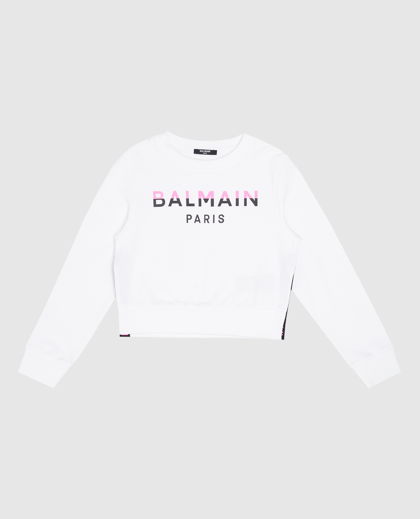 Children's white sweatshirt with logo print balmain