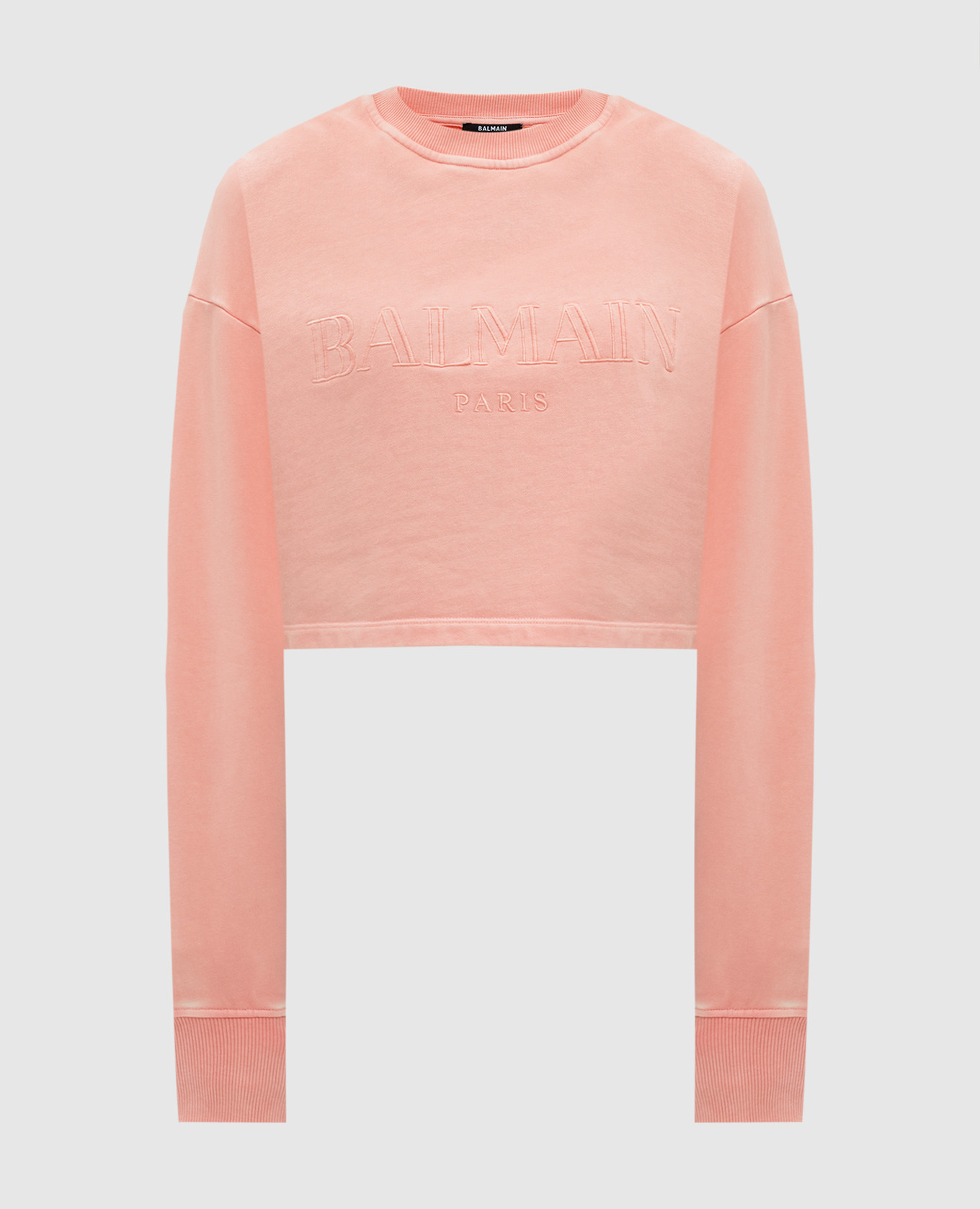 

Orange cropped sweatshirt with logo print Balmain